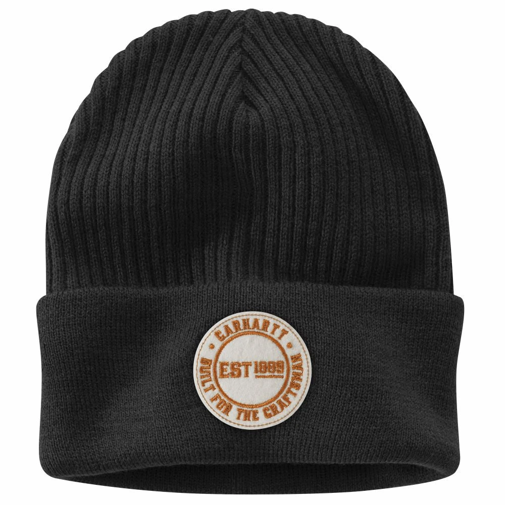 'Carhartt' Knit Cuffed Craftsman Patch Beanie - Black 'Carhartt' Knit Cuffed Craftsman Patch Beanie - Black -Carhartt