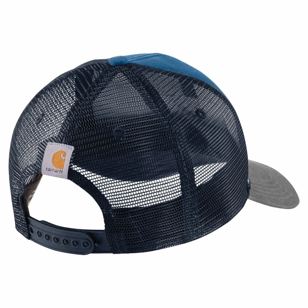 'Carhartt' Men's Canvas Mesh-Back Workwear Patch Cap - Blue Lagoon 'Carhartt' Men's Canvas Mesh-Back Workwear Patch Cap - Blue Lagoon -Carhartt