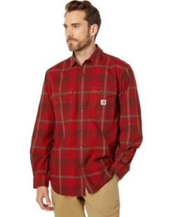 Carhartt Rugged Flex® Relaxed Fit Lightweight Long Sleeve Plaid Shirt
