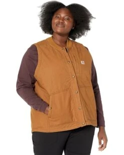 Carhartt Plus Size Rugged Flex® Relaxed Fit Canvas Insulated Rib Collar Vest